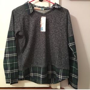 Grey vintage Havana plaid sweater